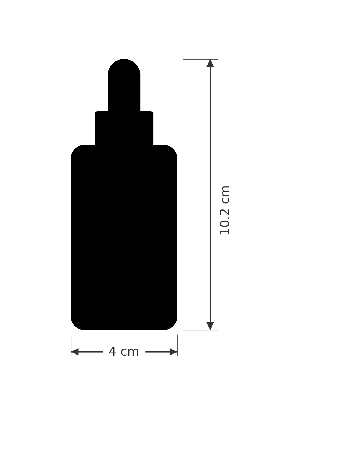 Sagoma del flacone Tipologia B: diametro Ø 4 cm × h 10,2 cm